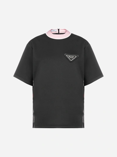 Shop Prada Logo-patch Neoprene T-shirt
