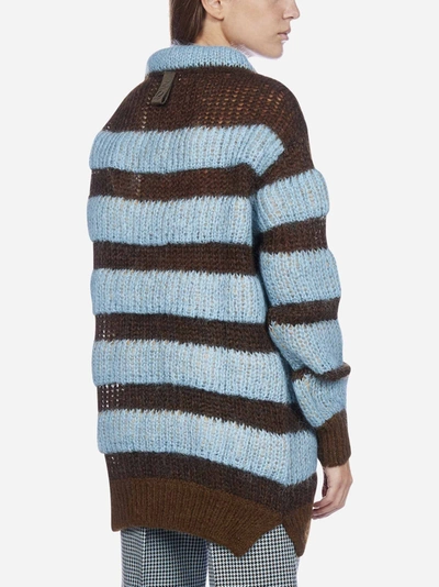 Shop Moncler Striped Mohair Oversized Sweater