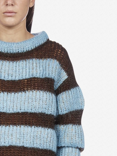Shop Moncler Striped Mohair Oversized Sweater