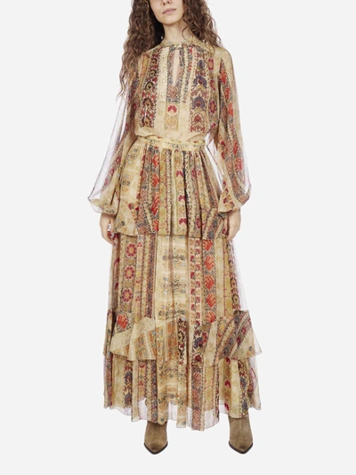 Shop Etro Breton Ruffled Print Silk Skirt