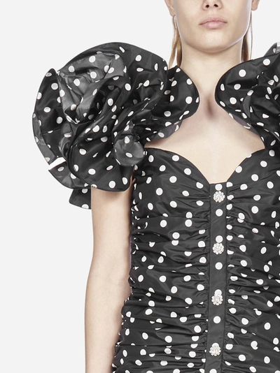 Shop Alessandra Rich Jewel-button Ruffled Polka Dot Silk Mini Dress