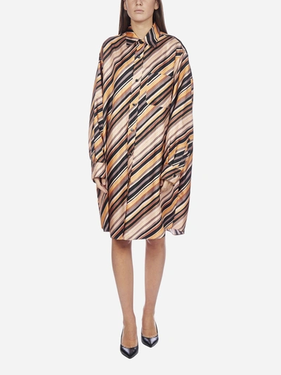 Shop Marni Stripes Printed Silk Shirt Dress