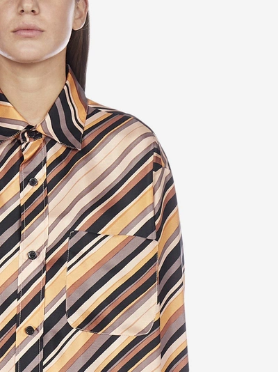 Shop Marni Stripes Printed Silk Shirt Dress