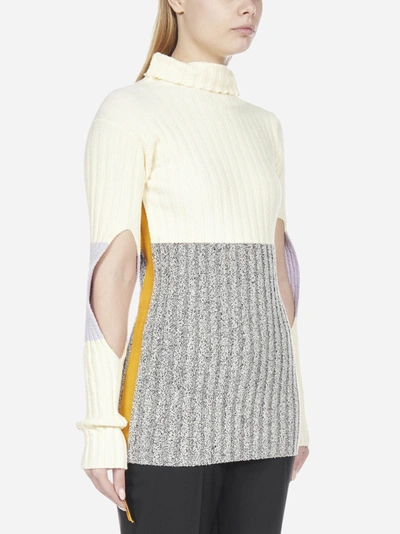 Shop Moncler Cut-out Detail Rib-knit Cotton Blend Turtleneck