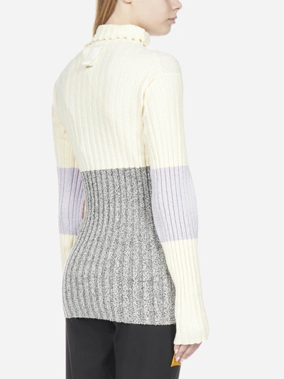 Shop Moncler Cut-out Detail Rib-knit Cotton Blend Turtleneck