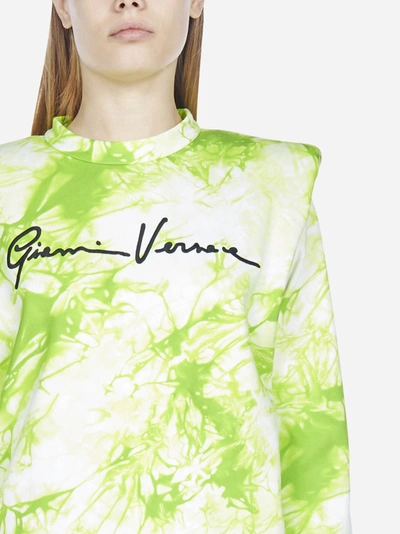 Shop Versace Signature And Tie-dye Print Cotton Sweatshirt
