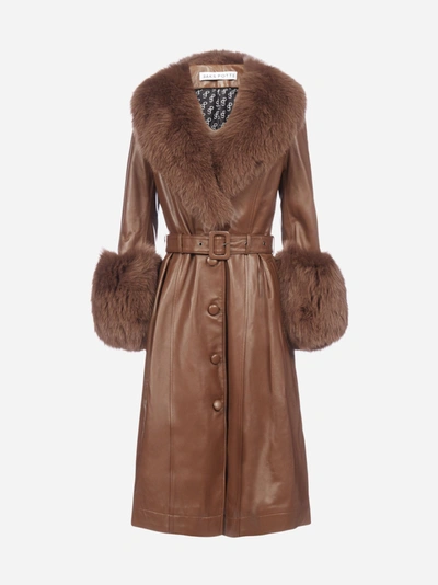 Shop Saks Potts Fox-fur Trimmed Lambskin Coat