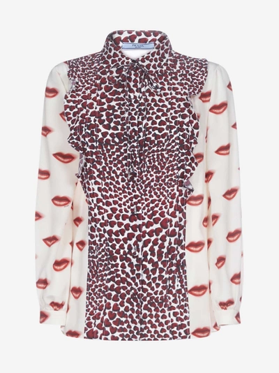 Shop Prada Mix-print Silk Shirt