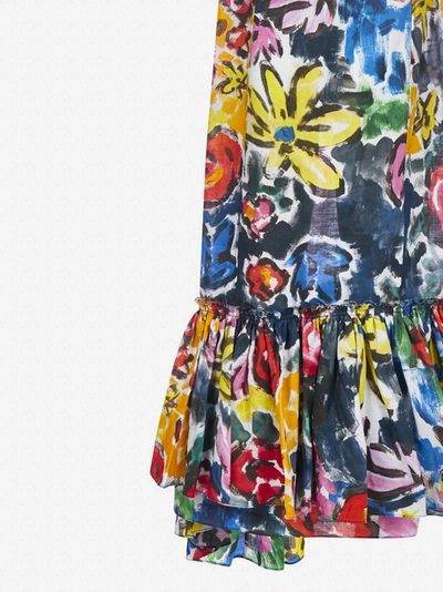 Shop Marni Floral Print Ramie Asymmetrical Dress