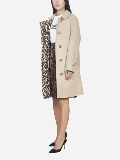 Shop Burberry Leopard Print Silk Skirt