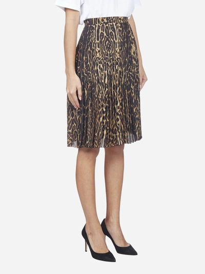 Shop Burberry Leopard Print Silk Skirt