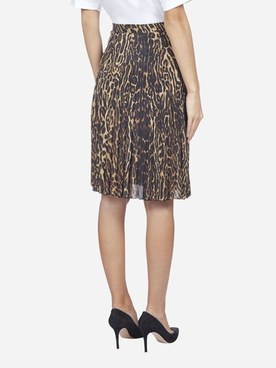 Shop Burberry Leopard Print Silk Skirt