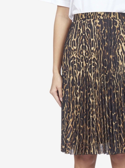 Shop Burberry Leopard Print Silk Skirt