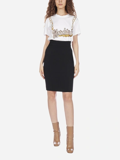 Shop Moschino Stretch Viscose Pencil Skirt