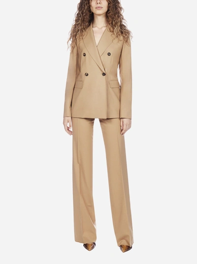 Shop Max Mara Svelto Double-breasted Stretch Wool Blazer