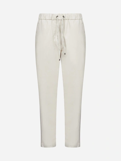 Shop Brunello Cucinelli Monili Side Striped Cotton Track Pants