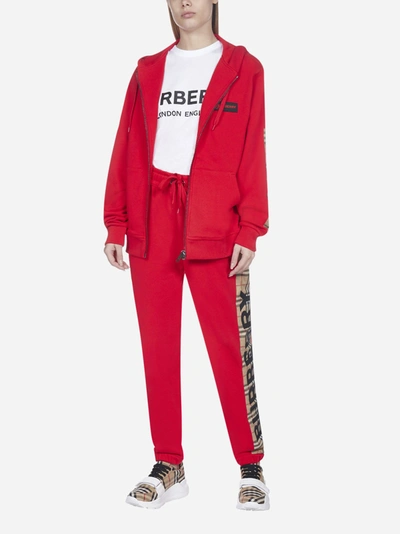 Shop Burberry Logo And Vintage Check Print Cotton Track Pants