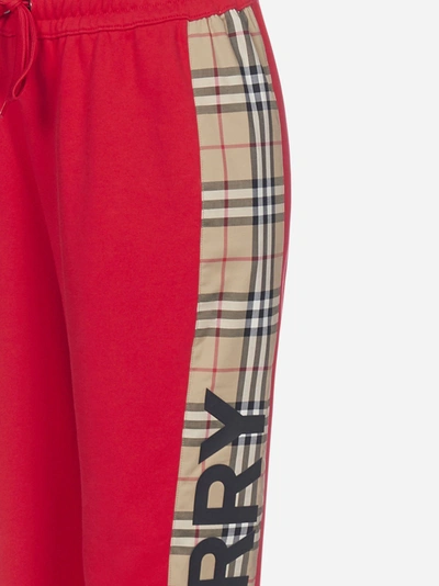 Shop Burberry Logo And Vintage Check Print Cotton Track Pants