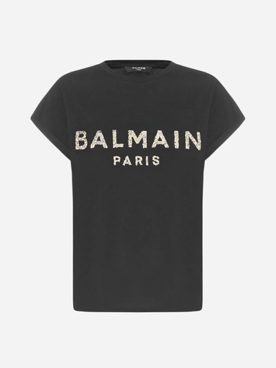 Shop Balmain Logo Cotton T-shirt