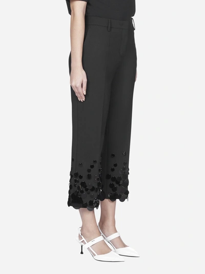 Shop Prada Pantaloni Cropped In Lana Stretch Con Paillettes Oversize