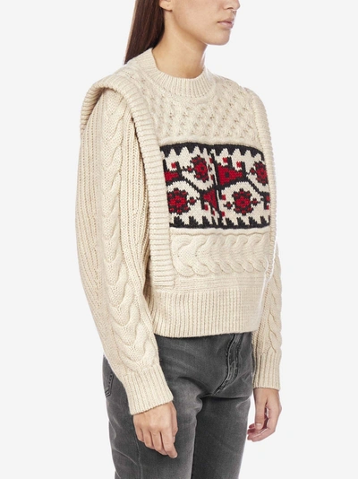 Shop Isabel Marant Étoile Rioja Intarsia-motif Wool Sweater In Beige - Red - Black