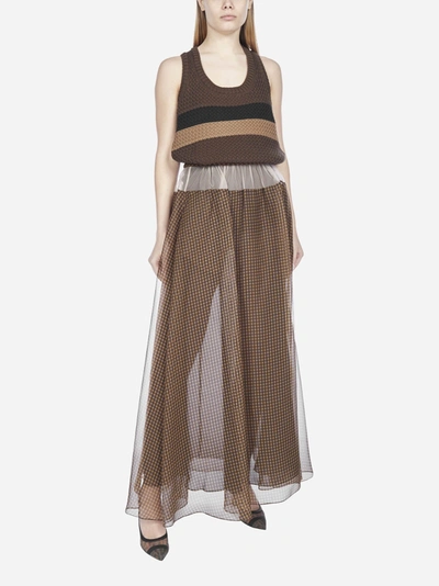 Shop Fendi Vichy Print Silk Organza Maxi Skirt