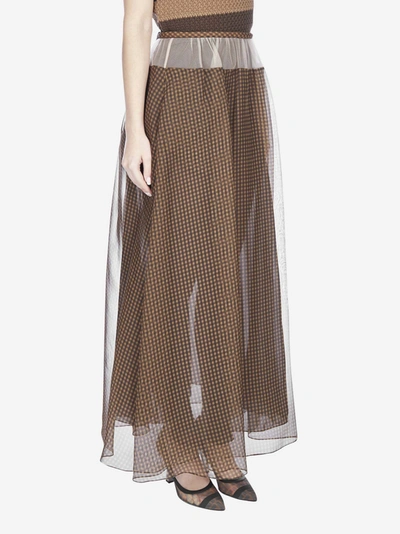 Shop Fendi Vichy Print Silk Organza Maxi Skirt