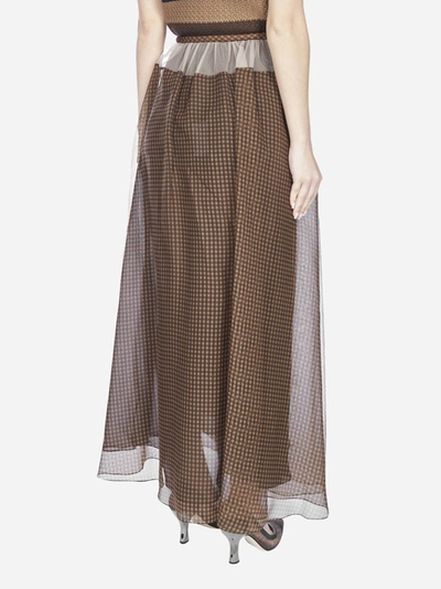 Shop Fendi Vichy Print Silk Organza Maxi Skirt