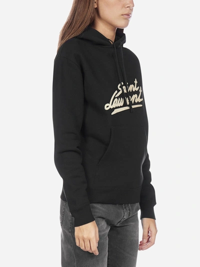 Shop Saint Laurent Logo Cotton Hoodie