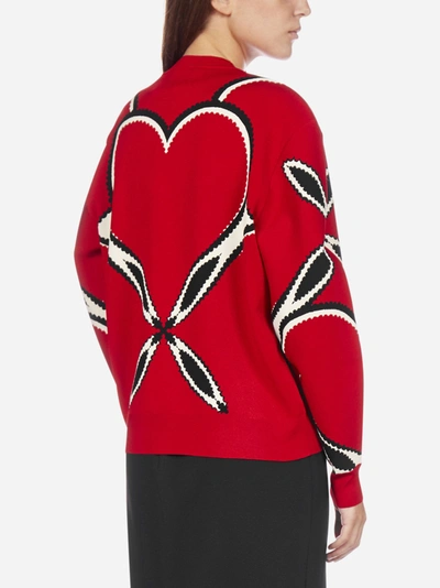 Shop Alexander Mcqueen Heart-motif Intarsia Viscose-knit Sweater