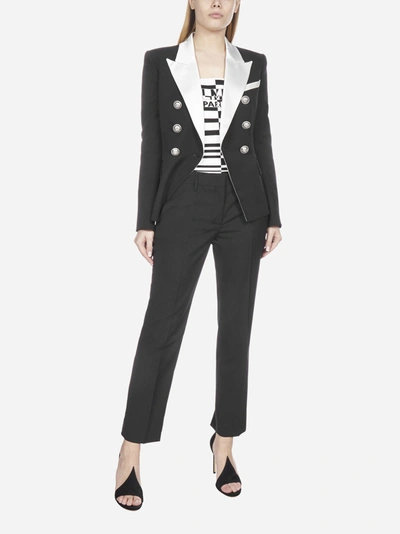 Shop Balmain Blazer Doppiopetto In Lana