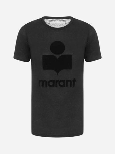 Shop Isabel Marant Étoile Koldi Logo Linen T-shirt