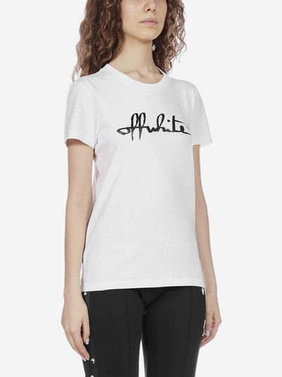 Off-white Script Logo Print T-shirt In White - Black