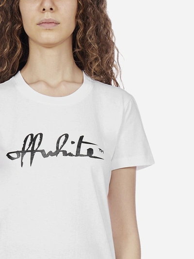 Off-white Script Logo Print T-shirt In White - Black