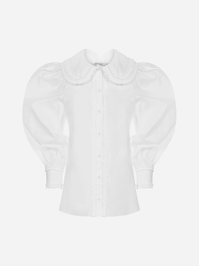 Shop Fendi Oversized Collar Cotton Shirt