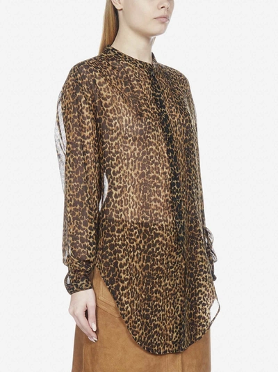 Shop Saint Laurent Leopard Print Virgin Wool Shirt