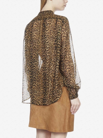 Shop Saint Laurent Leopard Print Virgin Wool Shirt