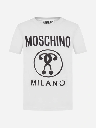 Shop Moschino Double Question Logo Cotton T-shirt