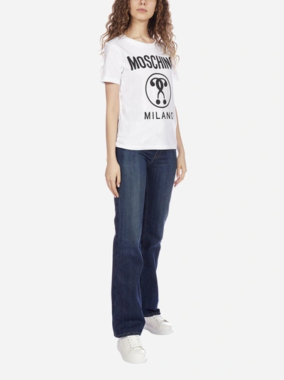 Shop Moschino Double Question Logo Cotton T-shirt