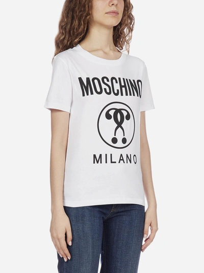 Shop Moschino Double Question Logo Cotton T-shirt