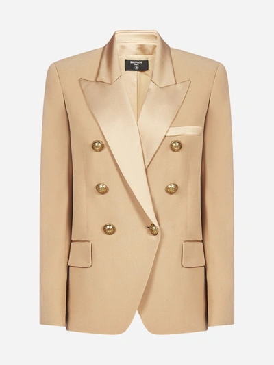 Shop Balmain Blazer Oversize Doppiopetto In Cady