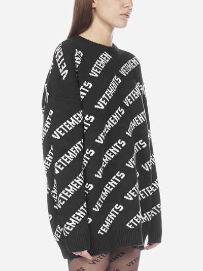Shop Vetements All-over Logo Cotton And Cashmere Sweater