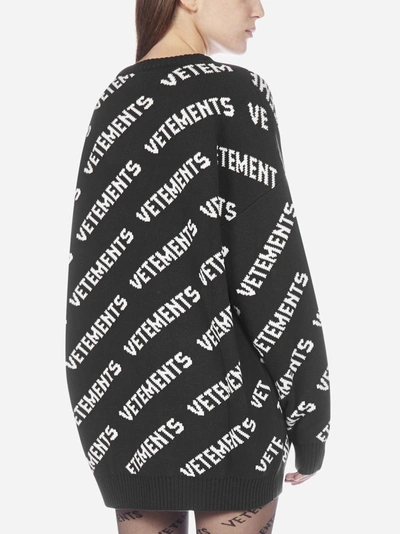 Shop Vetements All-over Logo Cotton And Cashmere Sweater
