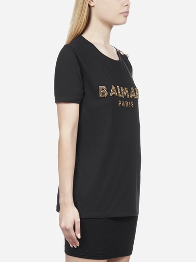 Shop Balmain Logo Cotton T-shirt
