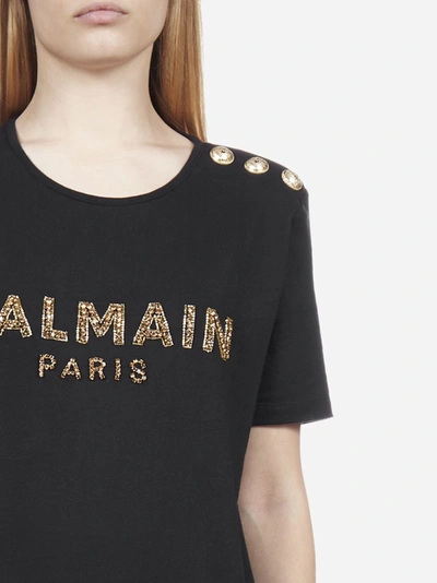 Shop Balmain Logo Cotton T-shirt