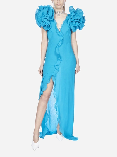 Shop Alessandra Rich Ruffled Silk Georgette Maxi Dress