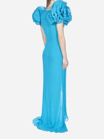 Shop Alessandra Rich Ruffled Silk Georgette Maxi Dress
