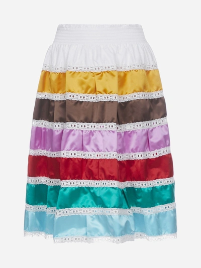 Shop Prada Silk Duchesse Tiered Skirt