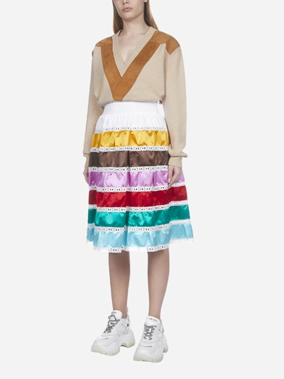 Shop Prada Silk Duchesse Tiered Skirt