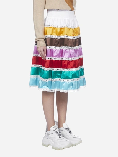 Shop Prada Silk Duchesse Tiered Skirt